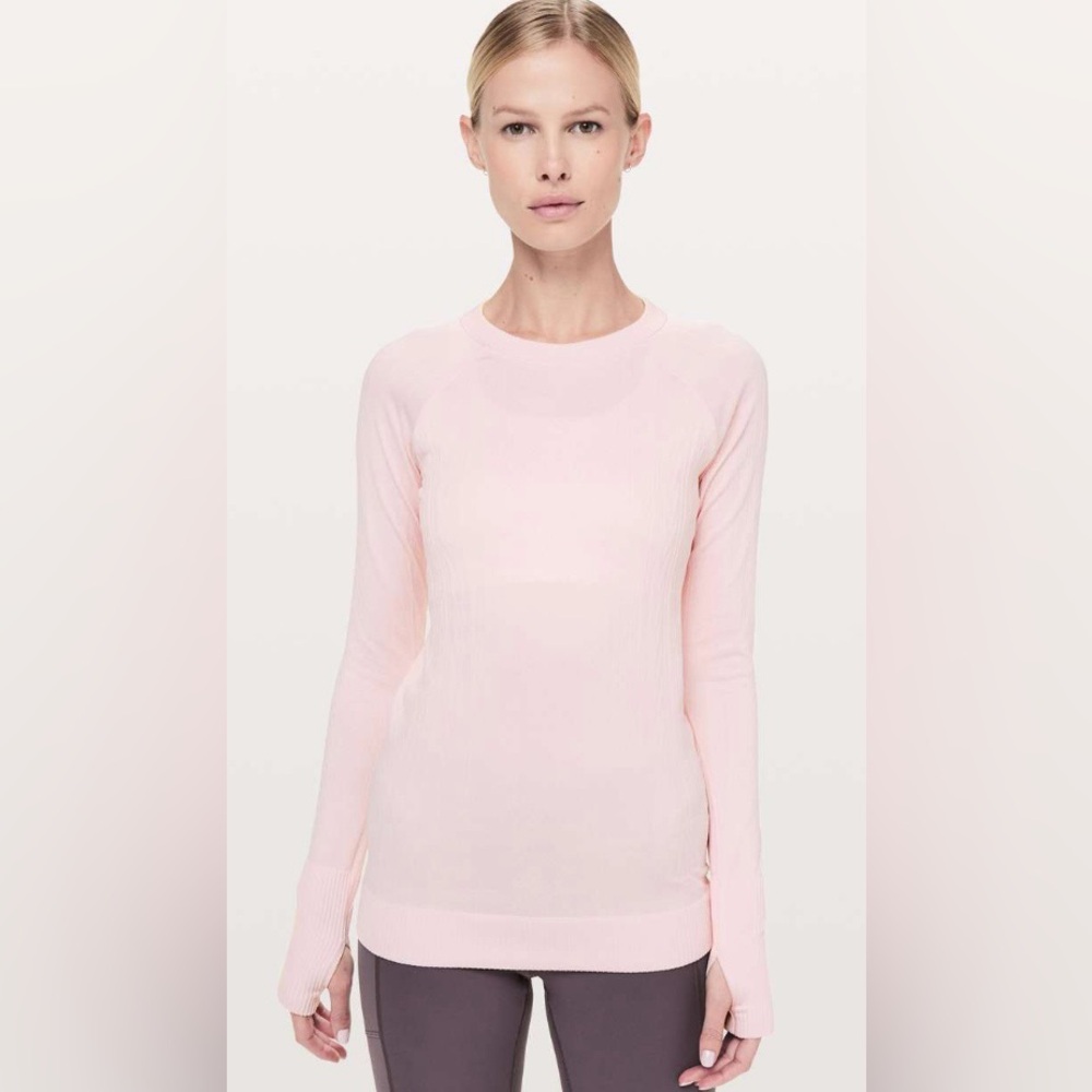 Lululemon Rest Less Pullover Blissful Pink Textured Long Sleeve Top Size 4?